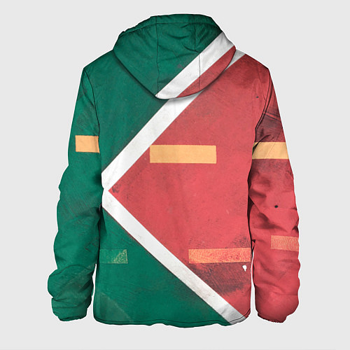 Мужская куртка Абстрактная красная и зелёная поверхность с линиям / 3D-Черный – фото 2