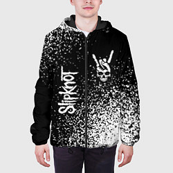 Куртка с капюшоном мужская Slipknot и рок символ на темном фоне, цвет: 3D-черный — фото 2