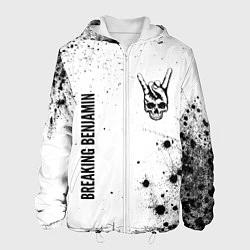 Куртка с капюшоном мужская Breaking Benjamin и рок символ на светлом фоне, цвет: 3D-белый