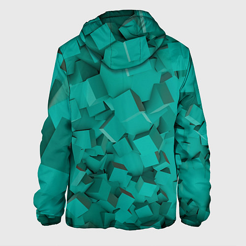 Мужская куртка Абстрактные сине-зелёные кубы / 3D-Черный – фото 2
