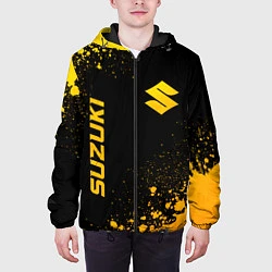Куртка с капюшоном мужская Suzuki - gold gradient: надпись, символ, цвет: 3D-черный — фото 2