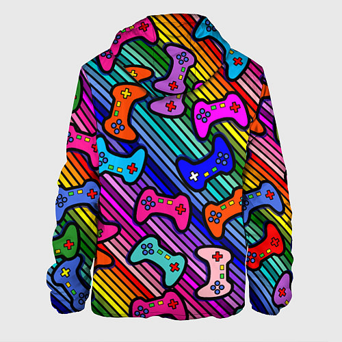 Мужская куртка Многоцветные полоски с джойстиками / 3D-Черный – фото 2