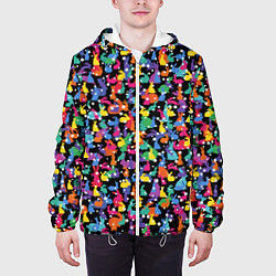 Куртка с капюшоном мужская Разноцветные кролики, цвет: 3D-белый — фото 2