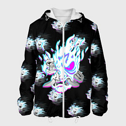 Куртка с капюшоном мужская Cyberpunk 2077 neon samurai glitch art colors, цвет: 3D-белый