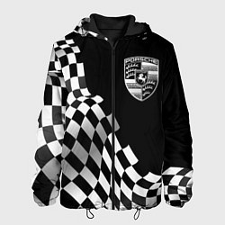 Куртка с капюшоном мужская Porsche racing flag, цвет: 3D-черный