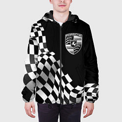 Куртка с капюшоном мужская Porsche racing flag, цвет: 3D-черный — фото 2