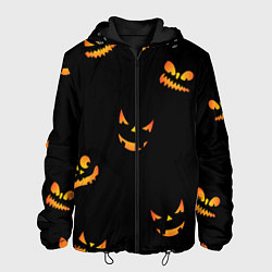 Куртка с капюшоном мужская Halloween горящие тыквы, цвет: 3D-черный
