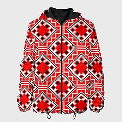 Куртка с капюшоном мужская Белорусская вышивка - орнамент, цвет: 3D-черный