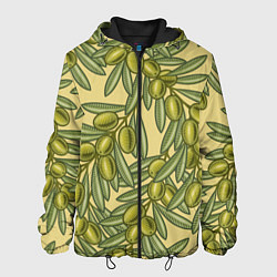 Куртка с капюшоном мужская Винтажные ветви оливок, цвет: 3D-черный