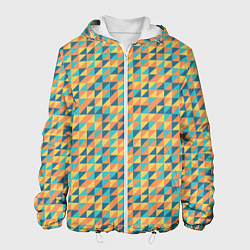 Куртка с капюшоном мужская Абстрактный мозаичный узор, цвет: 3D-белый