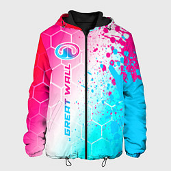 Куртка с капюшоном мужская Great Wall neon gradient style: по-вертикали, цвет: 3D-черный