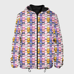Куртка с капюшоном мужская Маленькие милые кролики, цвет: 3D-черный