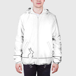 Куртка с капюшоном мужская Кролик минимализм, цвет: 3D-белый — фото 2