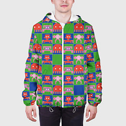 Куртка с капюшоном мужская Пиксельный рисунок поп арт, цвет: 3D-белый — фото 2