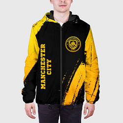 Куртка с капюшоном мужская Manchester City - gold gradient: надпись, символ, цвет: 3D-черный — фото 2