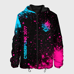 Мужская куртка Cyberpunk 2077 - neon gradient: надпись, символ