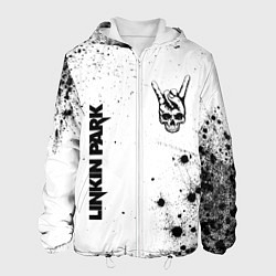 Куртка с капюшоном мужская Linkin Park и рок символ на светлом фоне, цвет: 3D-белый