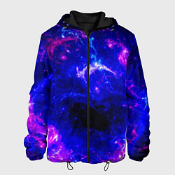 Куртка с капюшоном мужская Неоновый космос со звездами, цвет: 3D-черный