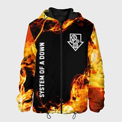 Куртка с капюшоном мужская System of a Down и пылающий огонь, цвет: 3D-черный