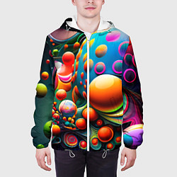 Куртка с капюшоном мужская Абстрактные космические шары, цвет: 3D-белый — фото 2