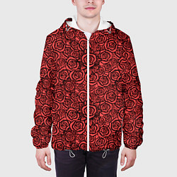 Куртка с капюшоном мужская Готические розы ретро, цвет: 3D-белый — фото 2