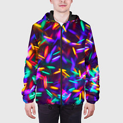 Куртка с капюшоном мужская Цветомузыка, цвет: 3D-черный — фото 2