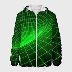 Куртка с капюшоном мужская Зелёная неоновая чёрная дыра, цвет: 3D-белый