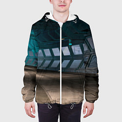 Куртка с капюшоном мужская Коридор космической станции, цвет: 3D-белый — фото 2