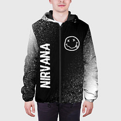 Куртка с капюшоном мужская Nirvana glitch на темном фоне: надпись, символ, цвет: 3D-черный — фото 2