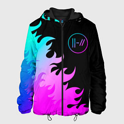 Куртка с капюшоном мужская Twenty One Pilots неоновый огонь, цвет: 3D-черный