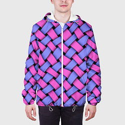 Куртка с капюшоном мужская Фиолетово-сиреневая плетёнка - оптическая иллюзия, цвет: 3D-белый — фото 2