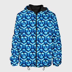 Куртка с капюшоном мужская Объёмные геометрические фигуры, цвет: 3D-черный
