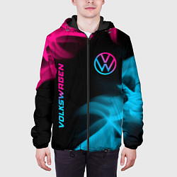 Куртка с капюшоном мужская Volkswagen - neon gradient: надпись, символ, цвет: 3D-черный — фото 2