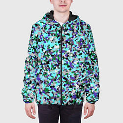 Куртка с капюшоном мужская Абстрактные разноцветные пятна, цвет: 3D-черный — фото 2