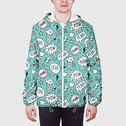 Куртка с капюшоном мужская Пузыри и надписи комиксов, цвет: 3D-белый — фото 2