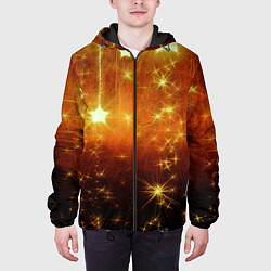 Куртка с капюшоном мужская Золотистае звёзды, цвет: 3D-черный — фото 2