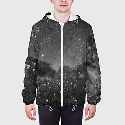 Куртка с капюшоном мужская Абстрактная тьма и следы белой краски, цвет: 3D-белый — фото 2