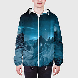 Куртка с капюшоном мужская Снежные горные вершины, цвет: 3D-белый — фото 2
