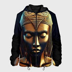 Куртка с капюшоном мужская Нейросеть - золотая статуя египетской царицы, цвет: 3D-черный