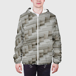 Куртка с капюшоном мужская Множество геометрических блоков, цвет: 3D-белый — фото 2