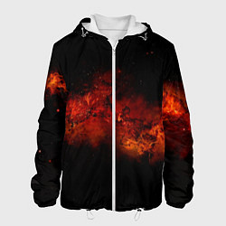 Куртка с капюшоном мужская Абстрактные взрывы в космосе и красные звёзды, цвет: 3D-белый