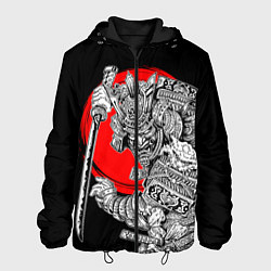 Куртка с капюшоном мужская Самурай с мечом на черном фоне, цвет: 3D-черный