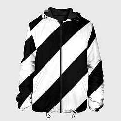 Куртка с капюшоном мужская Черно-белые полосы, цвет: 3D-черный