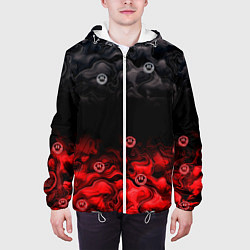 Куртка с капюшоном мужская Генезис абстракция и смайлы, цвет: 3D-белый — фото 2
