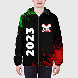 Куртка с капюшоном мужская Кролик НГ злой: надпись, символ, цвет: 3D-черный — фото 2