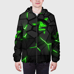 Куртка с капюшоном мужская Razer green neon, цвет: 3D-черный — фото 2