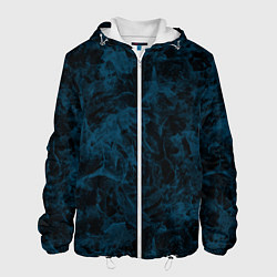 Куртка с капюшоном мужская Синий и черный мраморный узор, цвет: 3D-белый