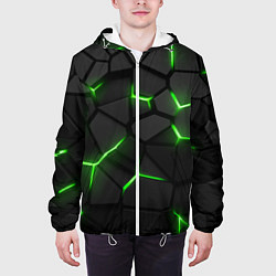Куртка с капюшоном мужская Green neon steel, цвет: 3D-белый — фото 2