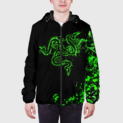 Куртка с капюшоном мужская Razer брызги, цвет: 3D-черный — фото 2