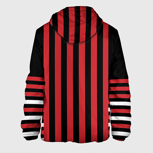 Мужская куртка Красно черный полосатый узор / 3D-Черный – фото 2